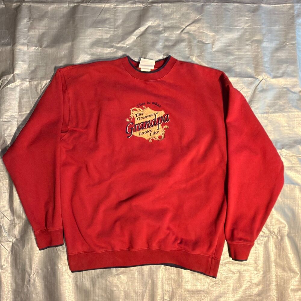 Vintage 1990s MC Sport "The Greatest Grandpa" Embroidered Crewneck Sweatshirt